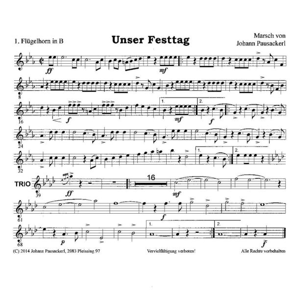 Unser Festtag - Notenbeispiel 1.- Flügelhorn